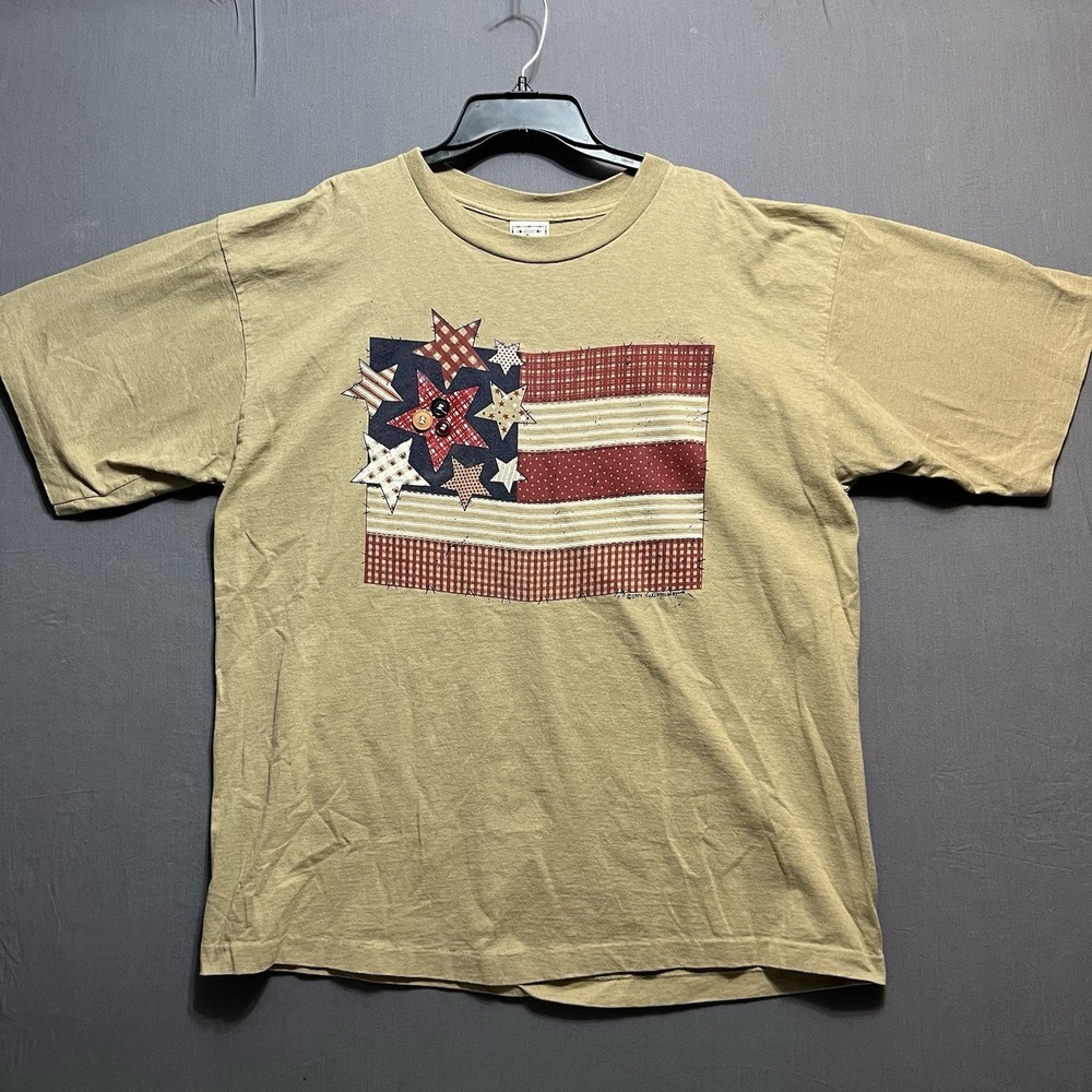 Vintage 90's Single Stitch Patriotic American Flag T Shirt Men's XXL